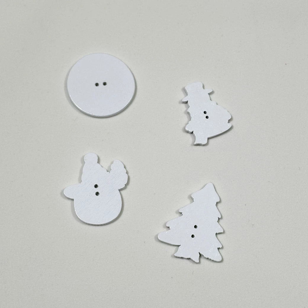 【 クリスマスウッドボタン2025 20個入 2つ穴 】 クリスマス ボタン ウッドボタン 釦 サンタさん サンタクロース
