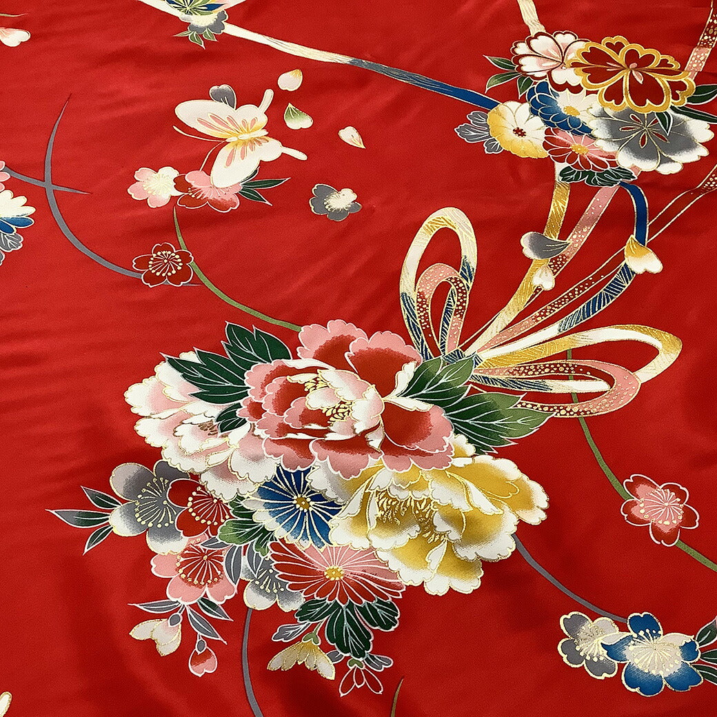 生地 【 シルク プリント 和柄 】 正絹 和柄 和生地 桜 手毬 蝶々 シルク 本絹 花束 花柄 帯 半幅帯 和柄 和風生地 和柄生地 ハンドメイド 手芸 衣装 人形衣装 つまみ細工 和装小物 着物 日本製 金糸 髪飾り 冬 リメイク 初釜 御茶席 袱紗 高級 雛祭り textile world toa