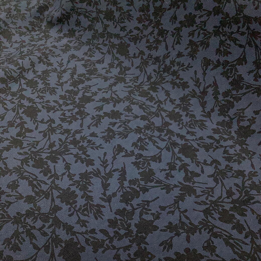 生地【 裏起毛 ネイビー】 冬生地 サラサプリント 花柄生地 起毛 草木 植物 布地 トレーナー 北欧 コート スヌード ジャケット スカート 子供服 ひざ掛け 雑貨 インテリア ハンドメイド 手芸 あったか 秋冬 暖かい 厚い生地 厚手 青 ネイビー 厚い生地 textile world toa