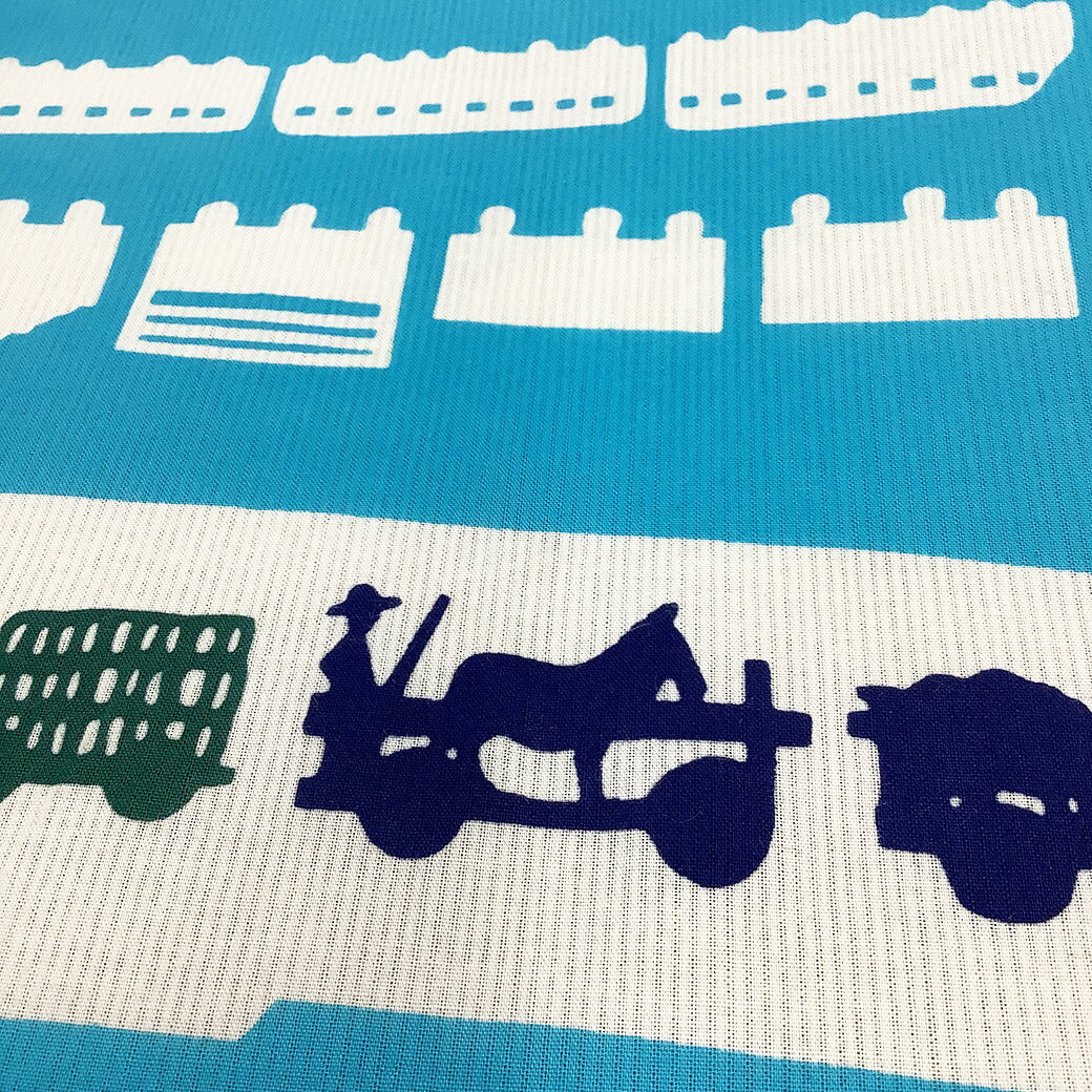 生地 【 手拭い 浴衣地 電車 ブルー 】 手ぬぐい ゆかた生地 汽車 列車 新幹線 野山 のぞみ こだま でんしゃ ふじさん 線路 機関車 男の子 浴衣生地 甚平 祭り まつり 夏生地 春夏 赤ちゃん ベビー用品 沐浴 ハチマキ 介護用品 可愛い 晒 さらし Textile World TOA
