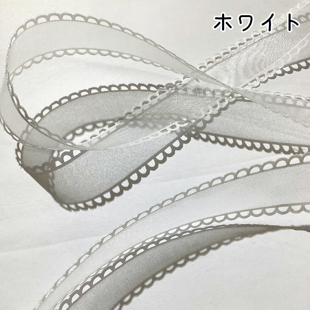 リボン【 BLANC DE CORE クラウンピコ オーガンジーリボン 22mm】フリルリボン レースリボン リボン ハンドメイド資材 かわいい 手芸用テープ オーガンジーリボン 推し活 ハンドメイド 手芸用 パーツ 布雑貨 ラッピング 包装リボン ファブリック ギフト Textile World TOA