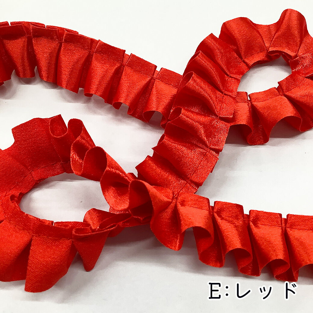リボン【 サテンフリルリボン 7色 】サテンリボン ヘアアクセサリー カーリーリボン ホイルカラーリボン フリル レース リボン レースリボン テープ ギャザー タック プリーツ ゆめかわ 推し活 ハンドメイド 雑貨 装飾 ポーチ バッグ 手芸用レース 手作り Textile World TOA