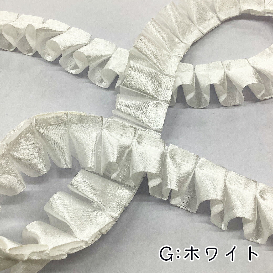 リボン【 サテンフリルリボン 7色 】サテンリボン ヘアアクセサリー カーリーリボン ホイルカラーリボン フリル レース リボン レースリボン テープ ギャザー タック プリーツ ゆめかわ 推し活 ハンドメイド 雑貨 装飾 ポーチ バッグ 手芸用レース 手作り Textile World TOA