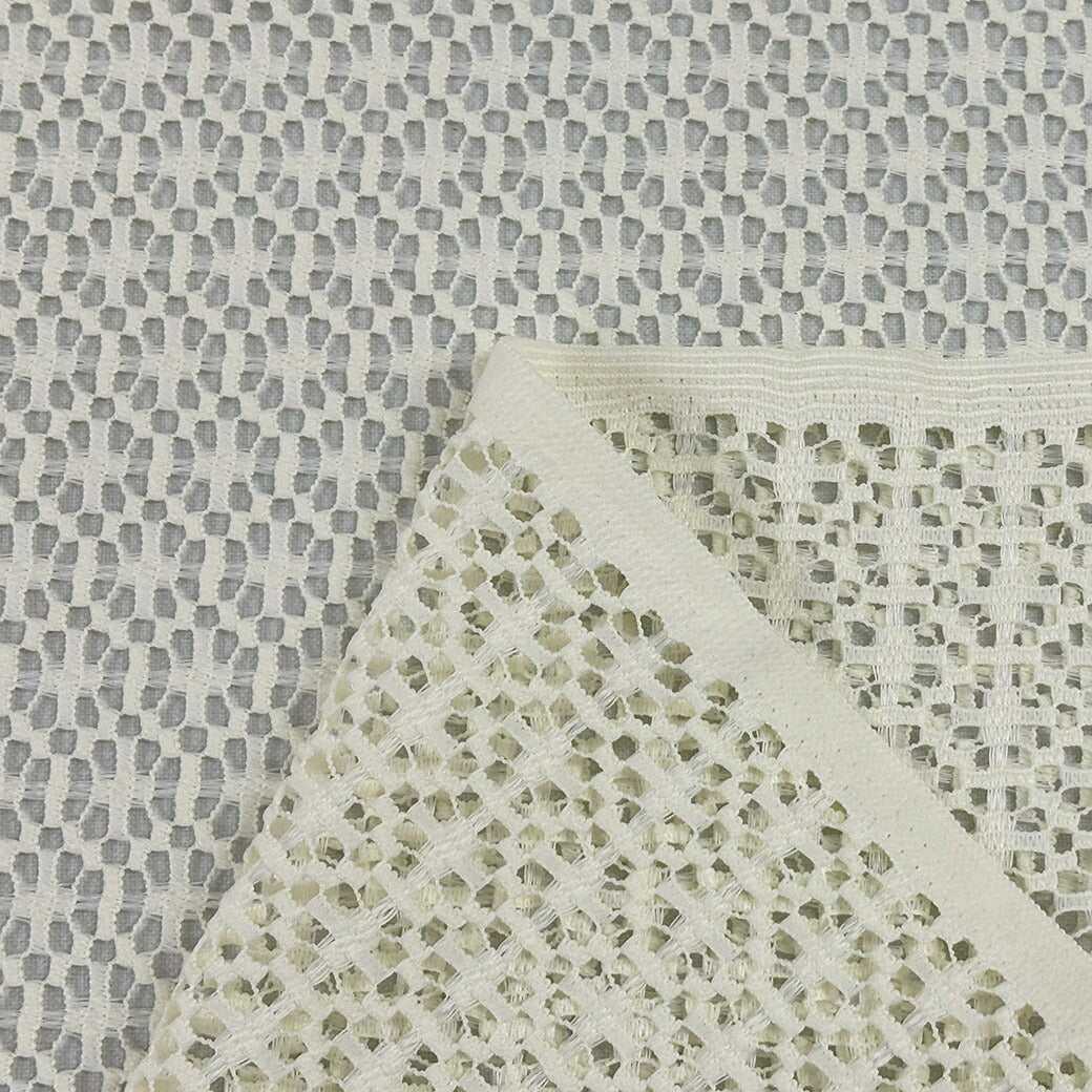生地 【 ジオメトリックレース クリーム 】 レース生地 刺繍生地 透かし生地 レース刺繍 幾何学模様 衣装生地 ブラウス シャツ ドレス衣装 白色 クリーム ダンス生地 ダンス衣装 コスプレ コスプレ衣装 発表会 コンクール 推し活 ナチュラル シンプルTextile World TOA