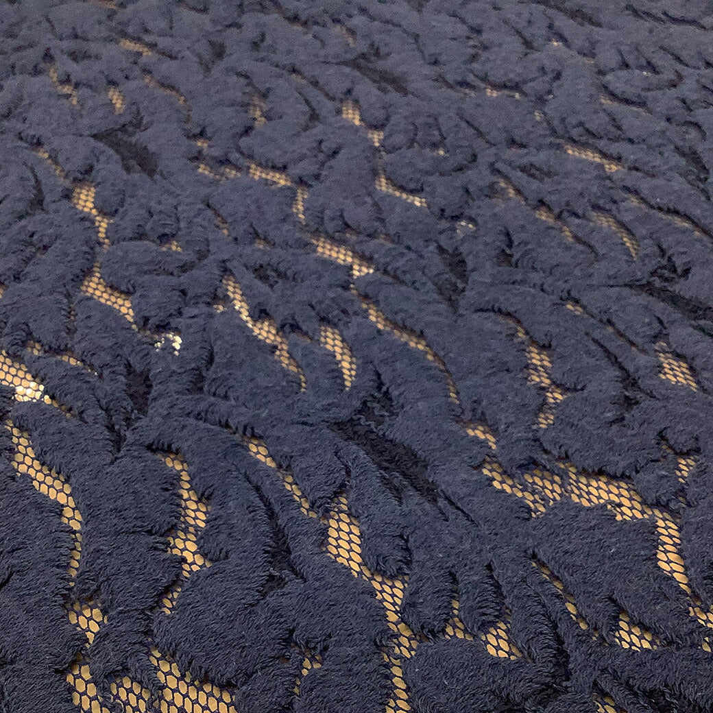 生地 【 ラッセルレース ジャガード ネイビー 】 レース生地 ラッセルレース 刺繍 レース刺繍 ジャガード生地 アカンサス 草木 植物 可愛い アンティーク クラシック インテリア レースカーテン カフェカーテン 幾何学模様 手芸 ハンドメイド Textile World Toa