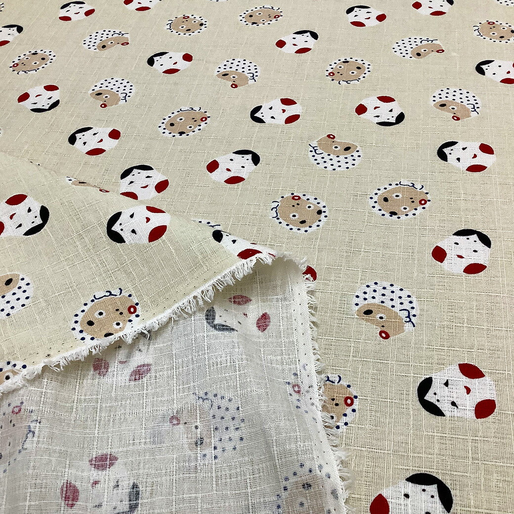 生地 【 ひょっとこ 生成 】 おかめ ひょっとこ 和柄生地 和調 浴衣生地 甚平生地 男の子 女の子 ゆかた生地 お祭り まつり 甚平 浴衣 巾着 お面柄 よさこい 夏生地 はちまき 鉢巻き 和雑貨 日本柄 縁起 和風 おかめひょっとこ 綿プリント ハンドメイド Textile World Toa
