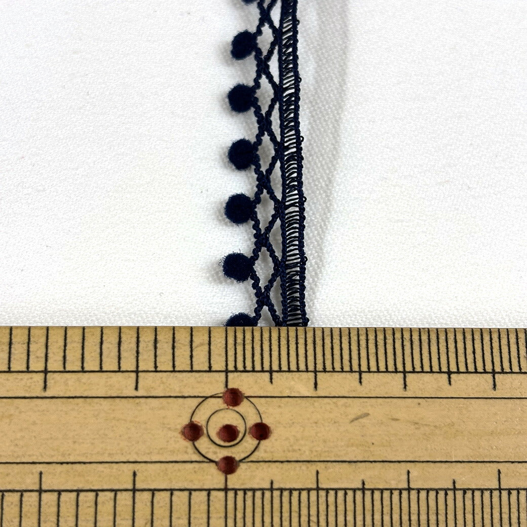 リボン【 レース ボンボン 0720 ネイビー 】ボンボンブレード ポンポンレース レースリボン 刺繍リボン レース刺繍 刺繍テープ ハンドメイド資材 可愛い 手芸用テープ リボンテープ 洋裁 ハンドメイド 手芸用 パーツ 布雑貨 副材 手芸副材 Textile World TOA