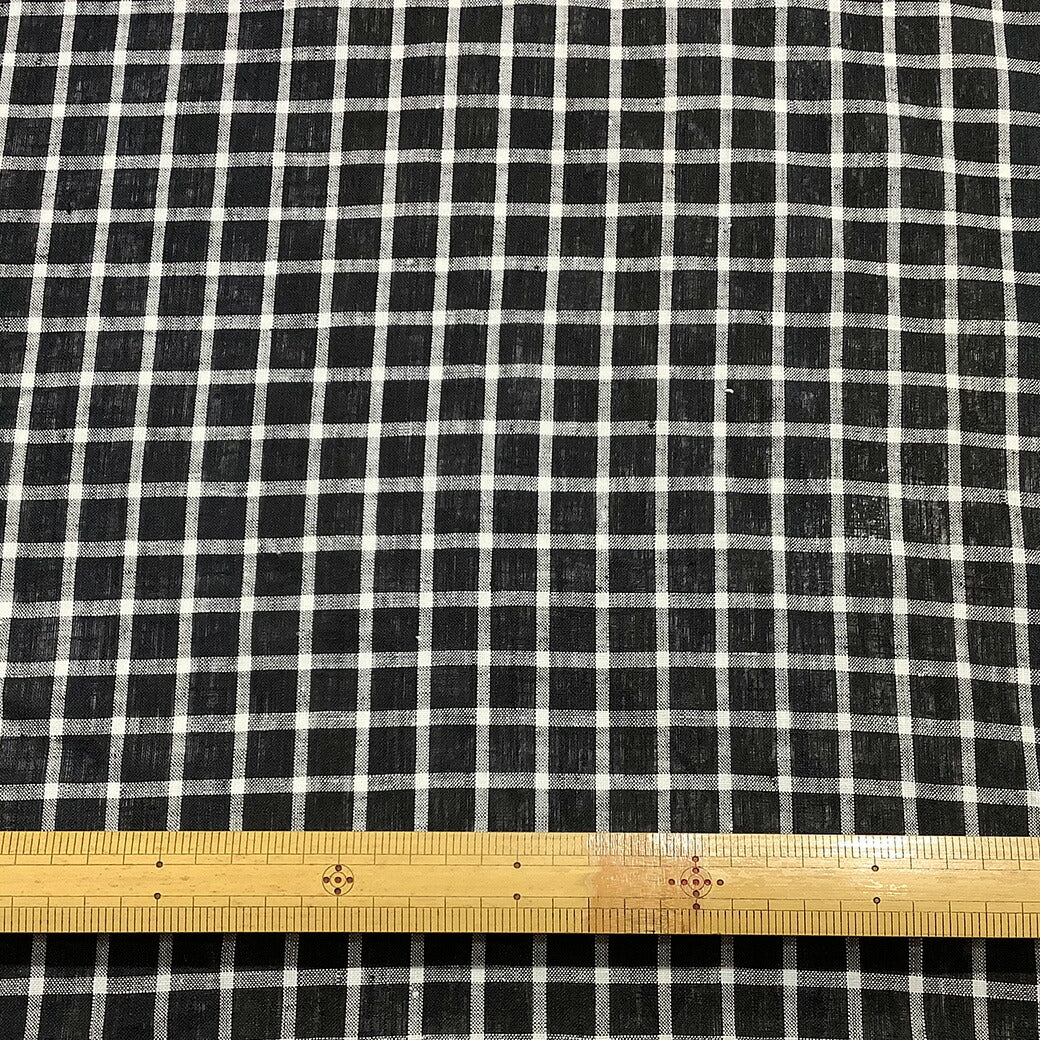 生地 【 リネン モノクロチェック 白×黒 】 リネン生地 ギンガムチェック チェック柄 チェック柄生地 リネン 麻 チェックプリント 格子 モノクロ モノトーン ブラウス シャツ スカート 子ども服 カーテン ステテコ ポーチ シンプル 春夏 夏 インテリア Textile World TOA