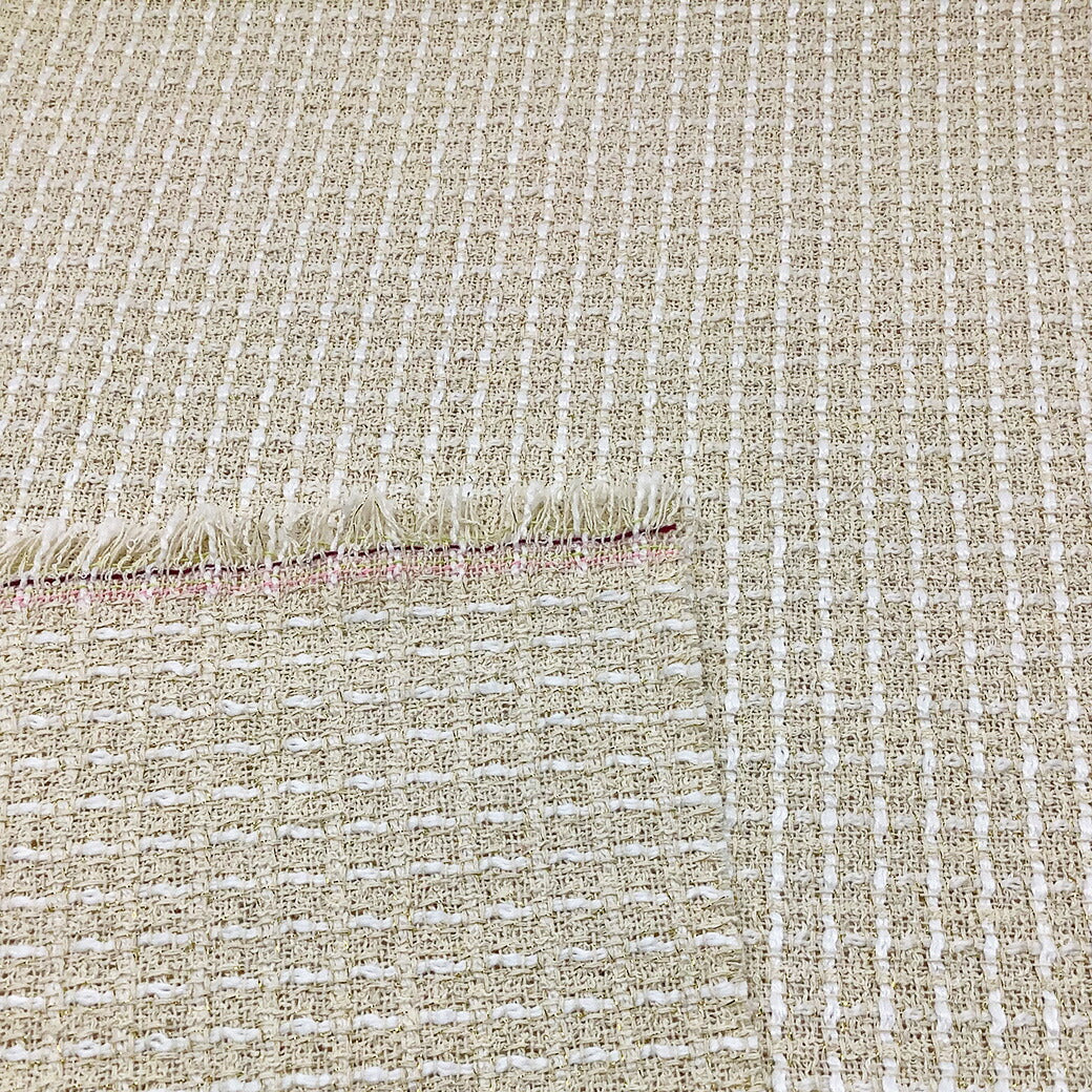 生地 【 ファンシーツイード クリーム 】 ツイード生地 ゴールドラメ入り ファンシーツイード生地 ツィード ファンシーツィード ラメ入りツイード 広幅 幅広 ジャケット コート スーツ ワンピース バッグ インテリア カーテン ハンドメイド 手作り 手芸 Textile world TOA