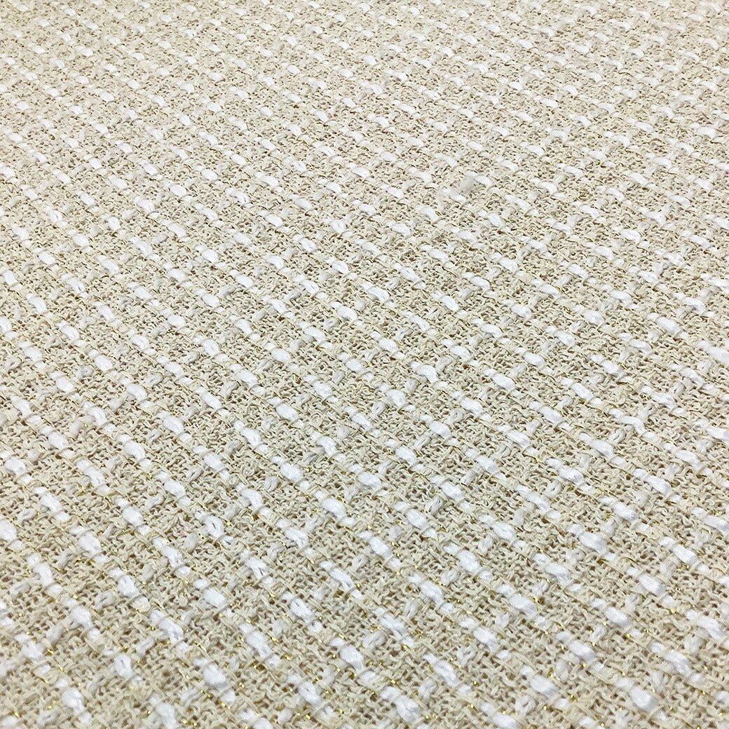 生地 【 ファンシーツイード クリーム 】 ツイード生地 ゴールドラメ入り ファンシーツイード生地 ツィード ファンシーツィード ラメ入りツイード 広幅 幅広 ジャケット コート スーツ ワンピース バッグ インテリア カーテン ハンドメイド 手作り 手芸 Textile world TOA