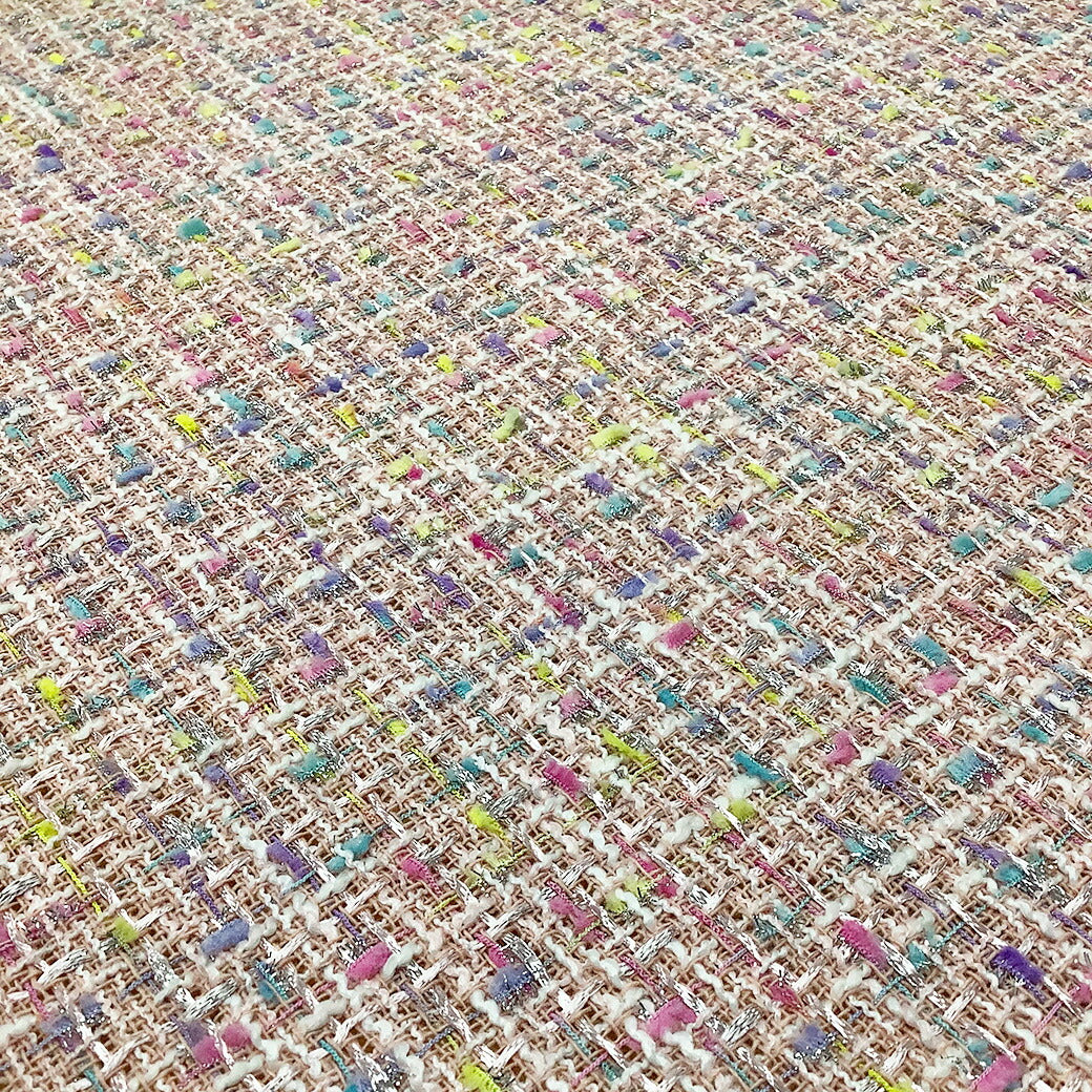 生地 【 ファンシーツイード ピンク 】 ツイード生地 カラフル ファンシーツイード生地 ツィード ポップ ファンシーツィード コットンキャンディ 広幅 幅広 ジャケット コート スーツ ワンピース バッグ インテリア カーテン ハンドメイド 手作り 手芸 Textile world TOA