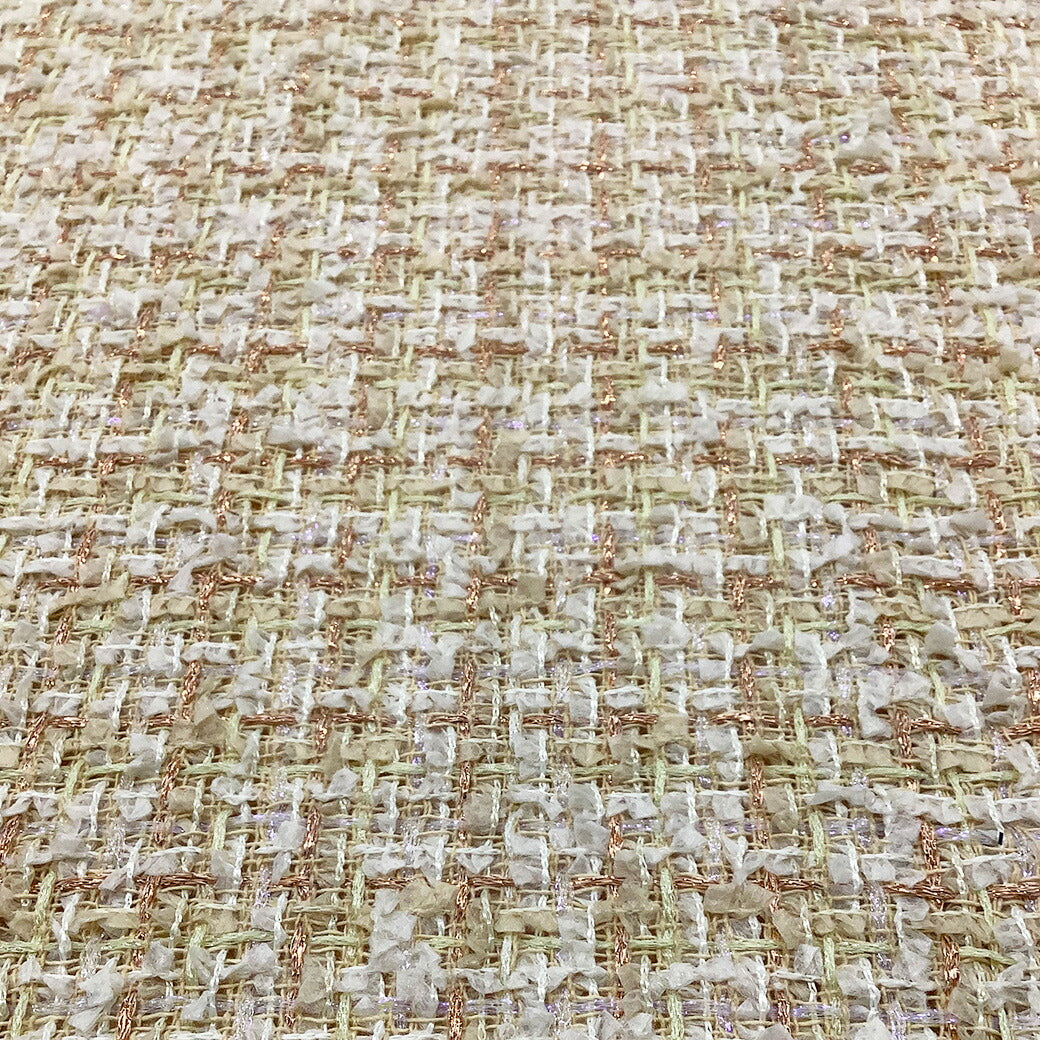 生地 【 ファンシーツイード クリーム 】 ツイード生地 ゴールドラメ入り ファンシーツイード生地 ツィード ファンシーツィード ラメ入りツイード 広幅 幅広 ジャケット コート スーツ ワンピース バッグ インテリア カーテン ハンドメイド 手作り 手芸 Textile world TOA