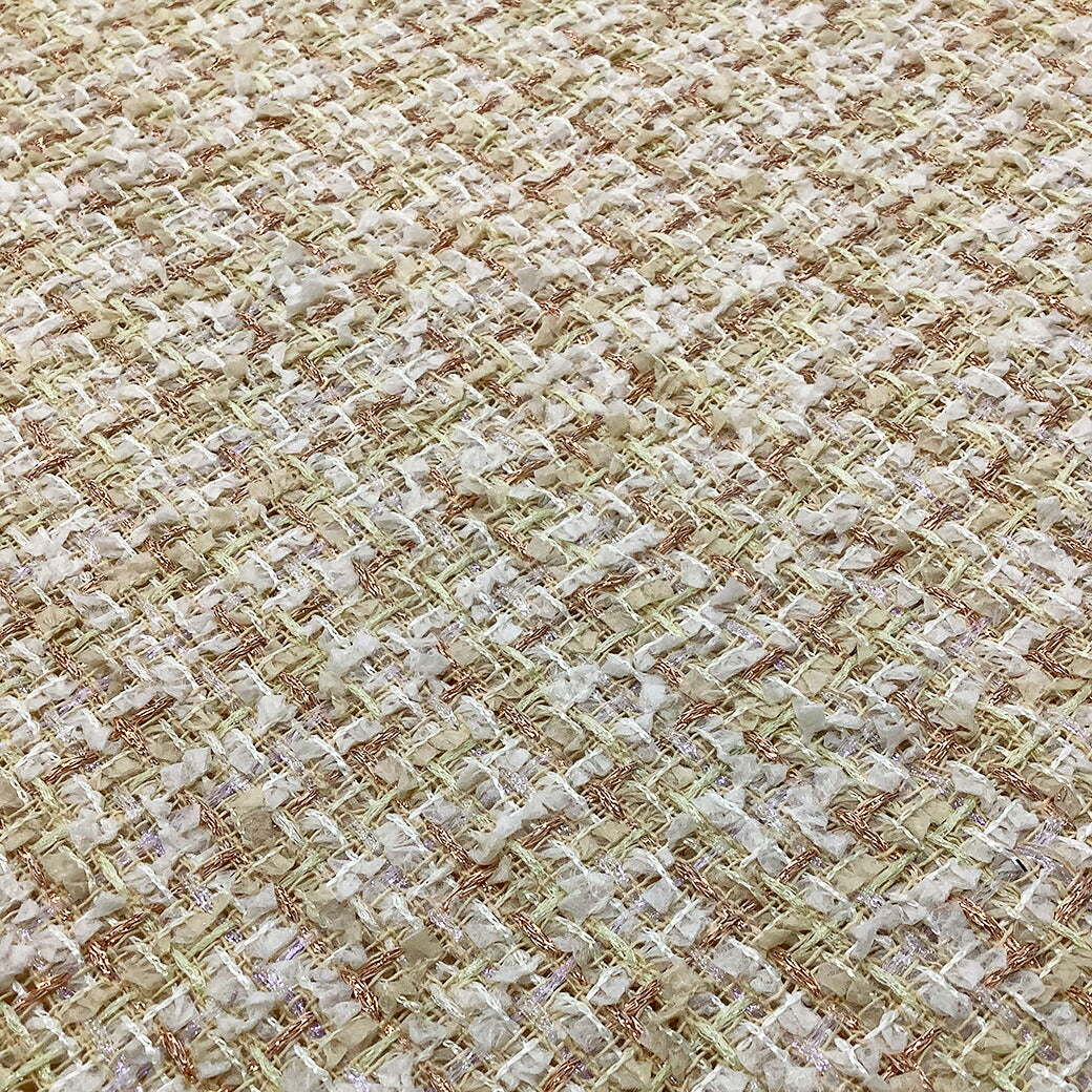 生地 【 ファンシーツイード クリーム 】 ツイード生地 ゴールドラメ入り ファンシーツイード生地 ツィード ファンシーツィード ラメ入りツイード 広幅 幅広 ジャケット コート スーツ ワンピース バッグ インテリア カーテン ハンドメイド 手作り 手芸 Textile world TOA