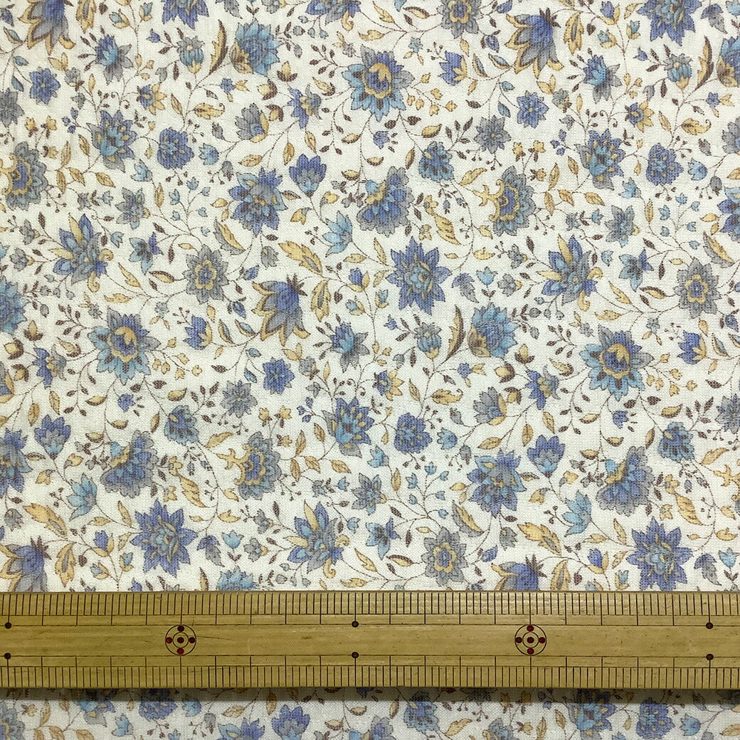 生地 【 ダブルガーゼ キルト入り 花柄 ブルー 】 ガーゼキルト ガーゼ生地 キルティング 綿生地 コットン 花柄ガーゼ フラワープリント チューリップ パジャマ ベビー スタイ よだれかけ 子ども 介護用 赤ちゃん ギフト お祝い Textile World TOA