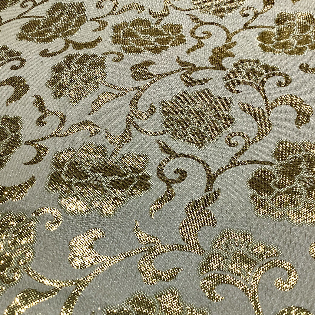 生地 【 金襴 ベージュゴールド 】 金襴生地 一重蔓牡丹唐草 牡丹唐草 唐草 牡丹 和柄 布 和風生地 京都西陣織 よさこい 金襴布 金襴 きんらん 仏具 座布団 つまみ細工 人形衣装 能衣装 袈裟 表装 掛け軸 茶道具 に