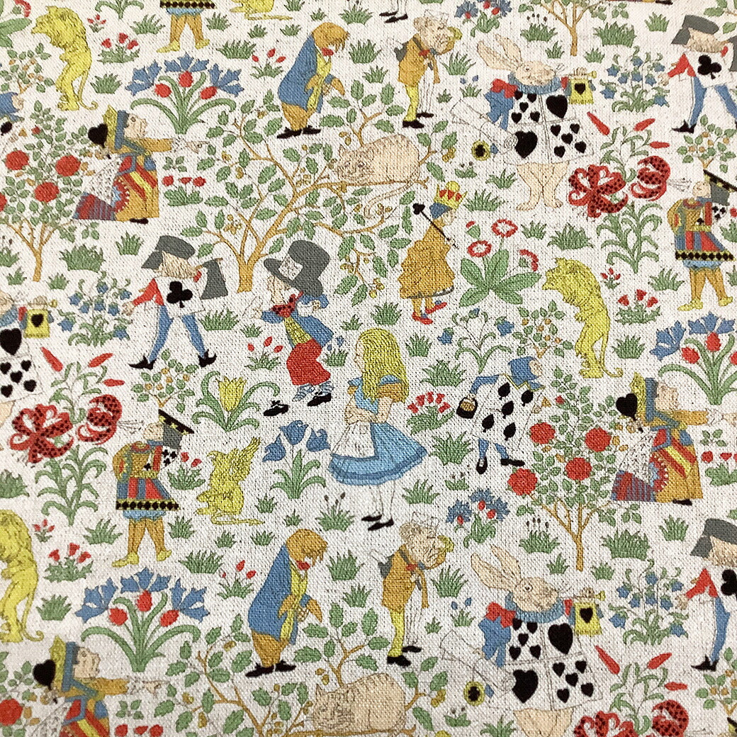 生地 【 V&A Fabric Collection アリスアドベンチャー 】 不思議の国のアリス 綿麻キャンバス 巾110cm 綿80%・麻20%