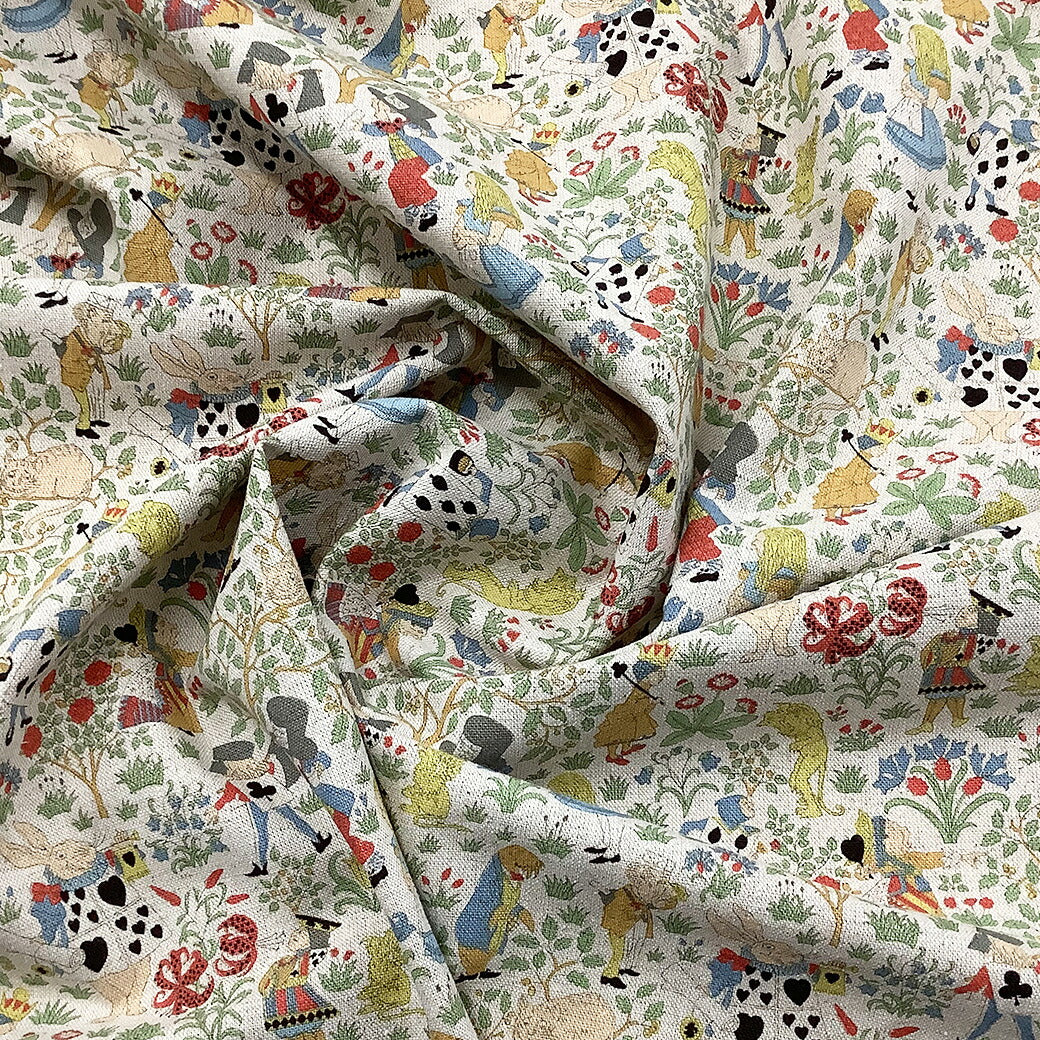 生地 【 V&A Fabric Collection アリスアドベンチャー 】 不思議の国のアリス 綿麻キャンバス 巾110cm 綿80%・麻20%