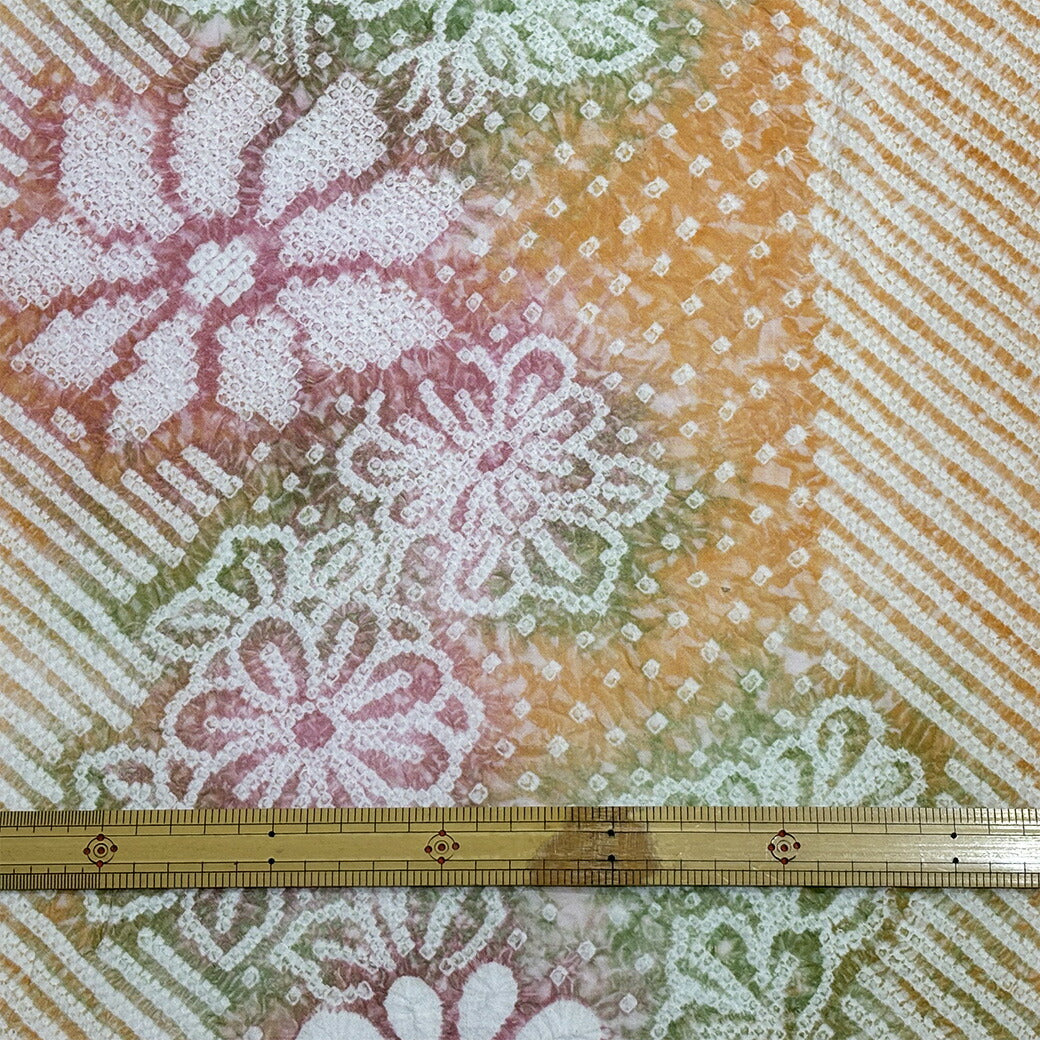 生地 【 有松絞り 花 橙色 11.8m巻き 巾40cm 】 一反 巻き売り 有松染め 鳴海絞り 有松鳴海絞り 浴衣生地 甚平生地 花柄 だいだい色 浴衣 ゆかた しぼり浴衣 絞り浴衣 絞り染め 兵児帯 夏着物 風呂敷 一反販