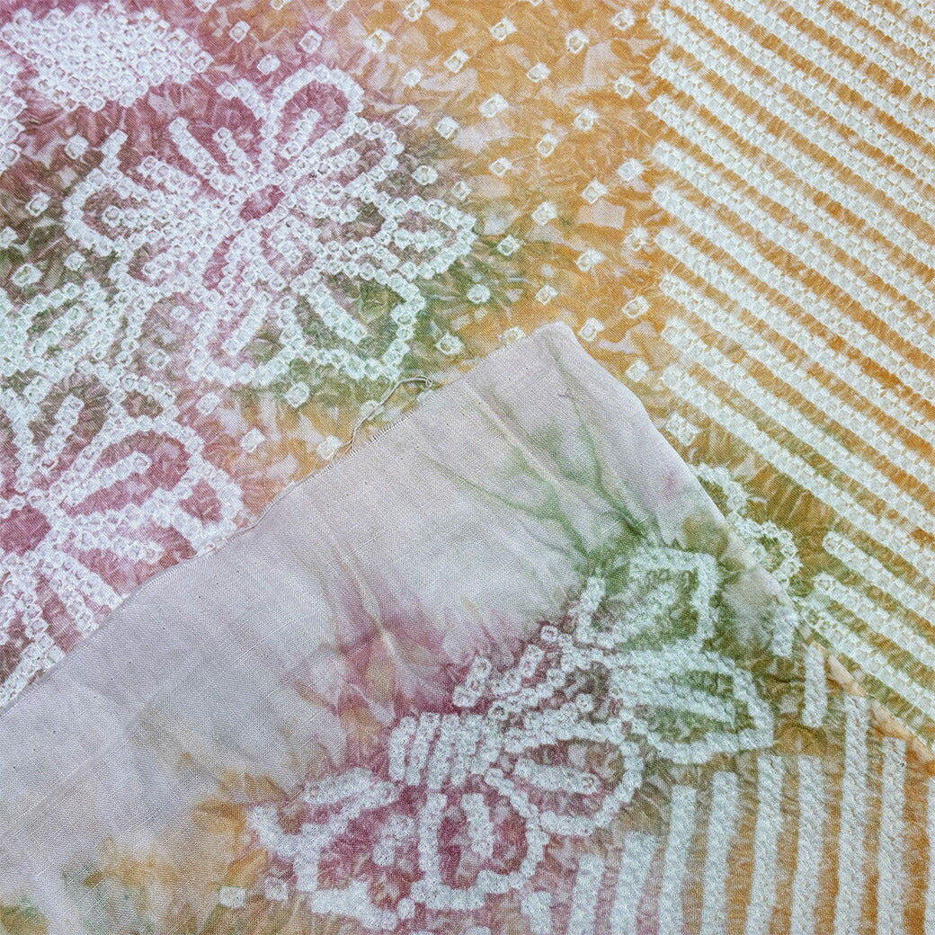 生地 【 有松絞り 花 橙色 11.8m巻き 巾40cm 】 一反 巻き売り 有松染め 鳴海絞り 有松鳴海絞り 浴衣生地 甚平生地 花柄 だいだい色 浴衣 ゆかた しぼり浴衣 絞り浴衣 絞り染め 兵児帯 夏着物 風呂敷 一反販