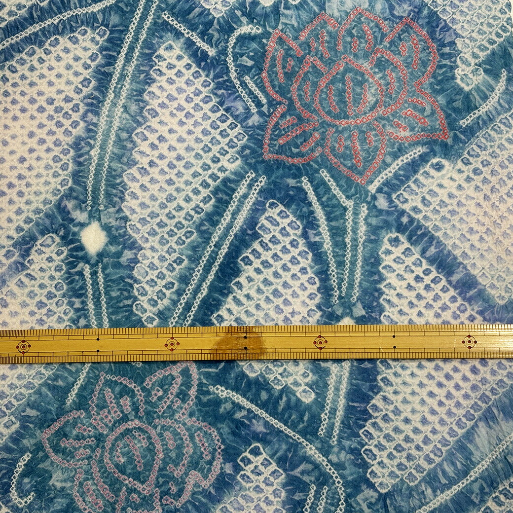 【訳あり】 【 有松絞り 蓮の花 藍色 11m巻き 巾40cm 】 生地 一反 巻き売り 有松染め 鳴海絞り 有松鳴海絞り 浴衣生地 甚平生地 浴衣 蓮 ハス ゆかた しぼり浴衣 絞り浴衣 絞り染め 兵児帯 夏着物 風呂敷 一