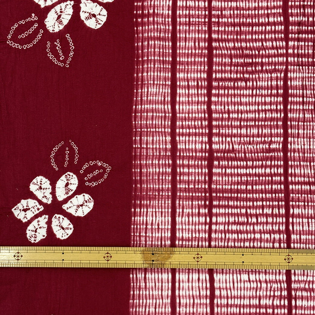 生地 【 有松絞り 花 エンジ 12.5m巻き 巾40cm 】 一反 巻き売り 有松染め 鳴海絞り 有松鳴海絞り 浴衣生地 甚平生地 花柄 浴衣 ゆかた しぼり浴衣 絞り浴衣 絞り染め 兵児帯 帯 夏着物 単衣 風呂敷 一反販