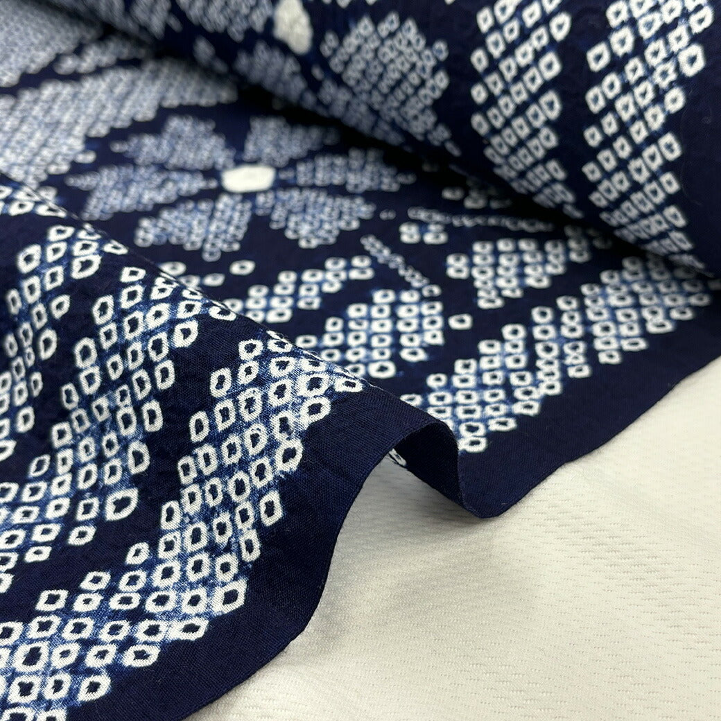 生地 【 有松絞り 秋桜 紺 12.5m巻き 巾40cm 】 一反 巻き売り 有松染め 鳴海絞り 有松鳴海絞り 浴衣生地 甚平生地 コスモス 浴衣 ゆかた しぼり浴衣 絞り浴衣 絞り染め 兵児帯 帯 夏着物 単衣 風呂敷 一反