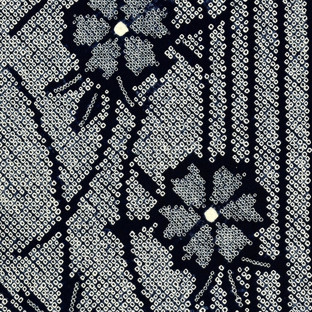 生地 【 有松絞り 秋桜 紺 12.5m巻き 巾40cm 】 一反 巻き売り 有松染め 鳴海絞り 有松鳴海絞り 浴衣生地 甚平生地 コスモス 浴衣 ゆかた しぼり浴衣 絞り浴衣 絞り染め 兵児帯 帯 夏着物 単衣 風呂敷 一反