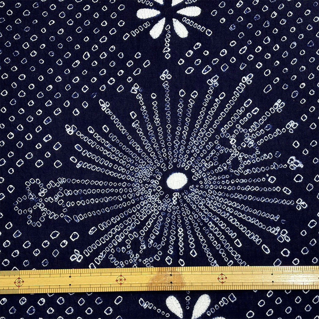 生地 【 有松絞り 花火 紺 12.3m巻き 巾40cm 】 一反 巻き売り 有松染め 鳴海絞り 有松鳴海絞り 浴衣生地 甚平生地 祭り 夏の風物詩 浴衣 ゆかた しぼり浴衣 絞り浴衣 絞り染め 兵児帯 夏着物 風呂敷 一反販