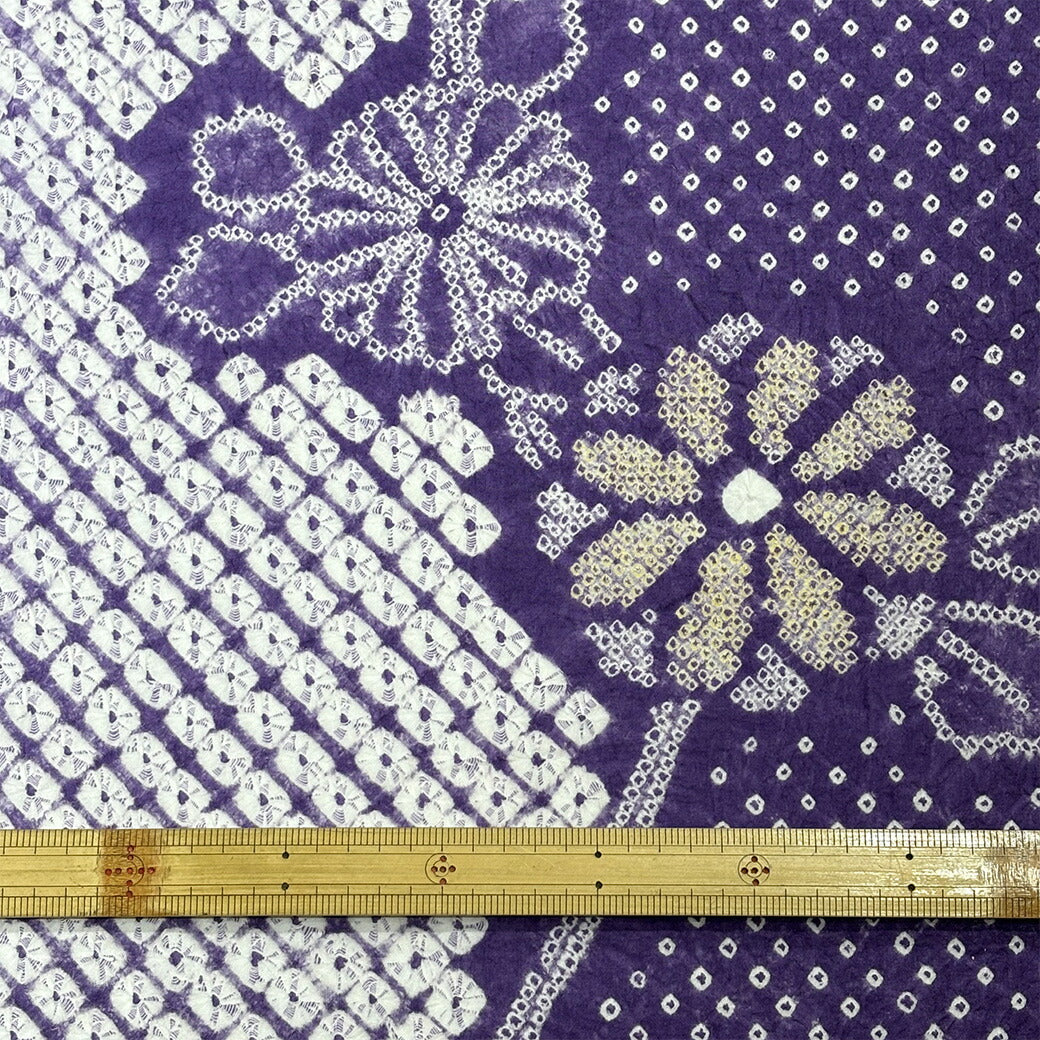 生地 【 有松絞り 菊 紫 12.5m巻き 巾40cm 】 一反 巻き売り 有松染め 鳴海絞り 有松鳴海絞り 浴衣生地 甚平生地 菊の花 浴衣 ゆかた しぼり浴衣 絞り浴衣 絞り染め 兵児帯 帯 夏着物 単衣 風呂敷 一反販売