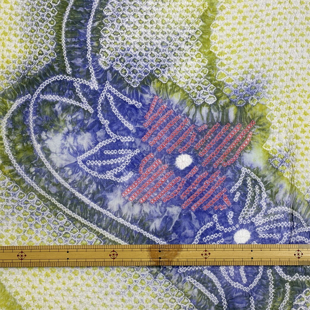 【訳あり】 【 有松絞り 桔梗 若草 11.8m巻き 巾40cm 】 生地 一反 巻き売り 有松染め 鳴海絞り 有松鳴海絞り 浴衣生地 キキョウ 甚平生地 浴衣 ゆかた しぼり浴衣 絞り浴衣 絞り染め 兵児帯 夏着物 風呂敷