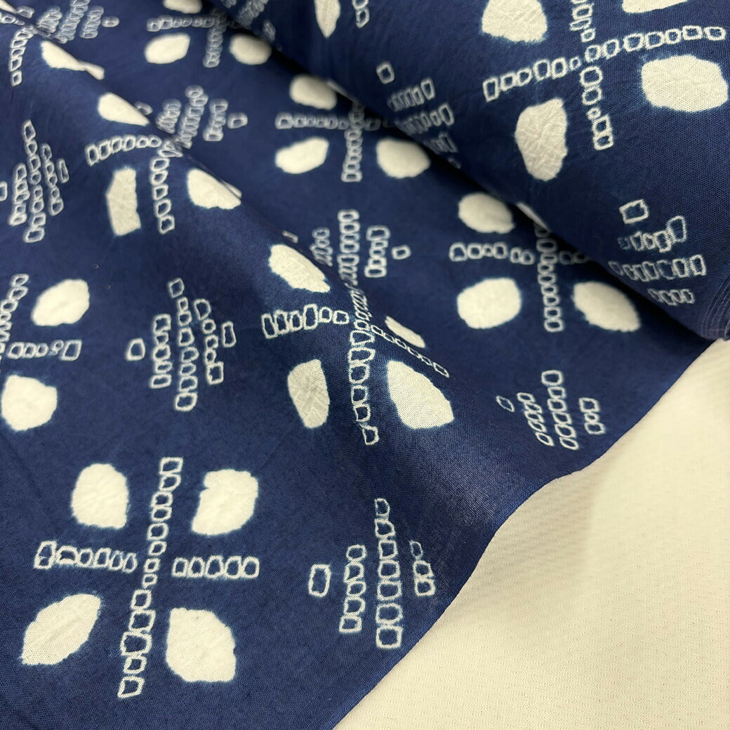生地 【 有松絞り 幾何学 紺 12.5m巻き 巾40cm 】 一反 巻き売り 有松染め 鳴海絞り 有松鳴海絞り 浴衣生地 甚平生地 浴衣 ゆかた しぼり浴衣 絞り浴衣 絞り染め 兵児帯 帯 夏着物 単衣 風呂敷 一反販売 大