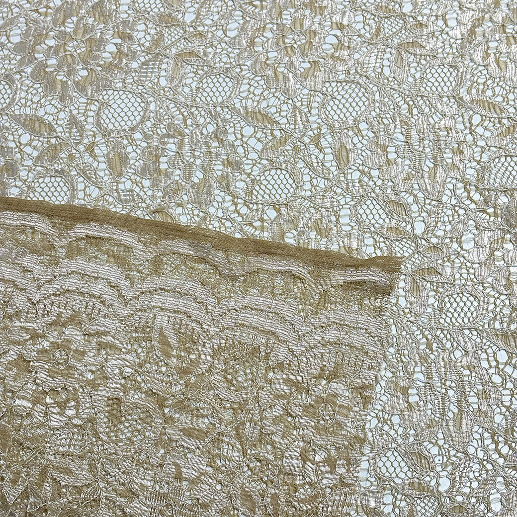 生地 【 片耳スカラバイカラーコードレース ゴールド 】 コードレース コードレース生地 レース レース生地 刺繍 レース刺繍 花柄 薔薇 レースカーテン グローブ 手袋 ベール ブライダル ウェディング コスプレ 半襟 衣装