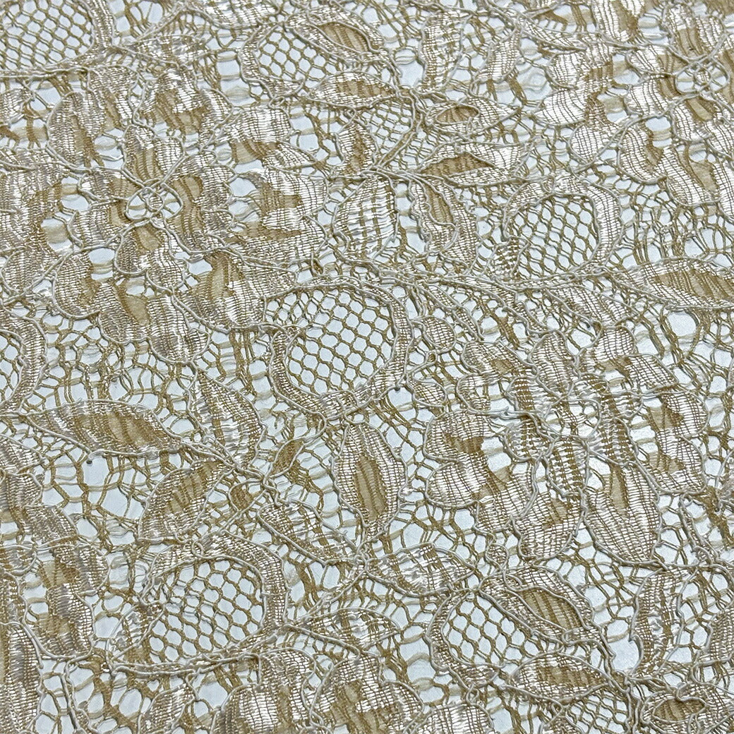 生地 【 片耳スカラバイカラーコードレース ゴールド 】 コードレース コードレース生地 レース レース生地 刺繍 レース刺繍 花柄 薔薇 レースカーテン グローブ 手袋 ベール ブライダル ウェディング コスプレ 半襟 衣装