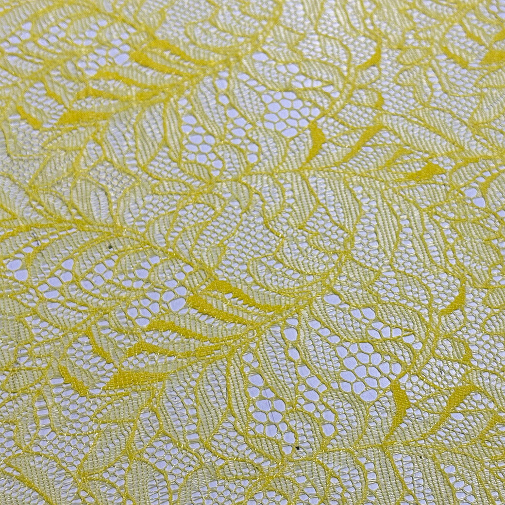 生地 【 片耳スカララッセルレース キイロ 】 レース ラッセルレース レース生地 ラッセル ラッセルレース生地 刺繍 レース刺繍 花柄 薔薇 幾何学 レースカーテン グローブ 手袋 ベール ブライダル ウェディング コスプレ