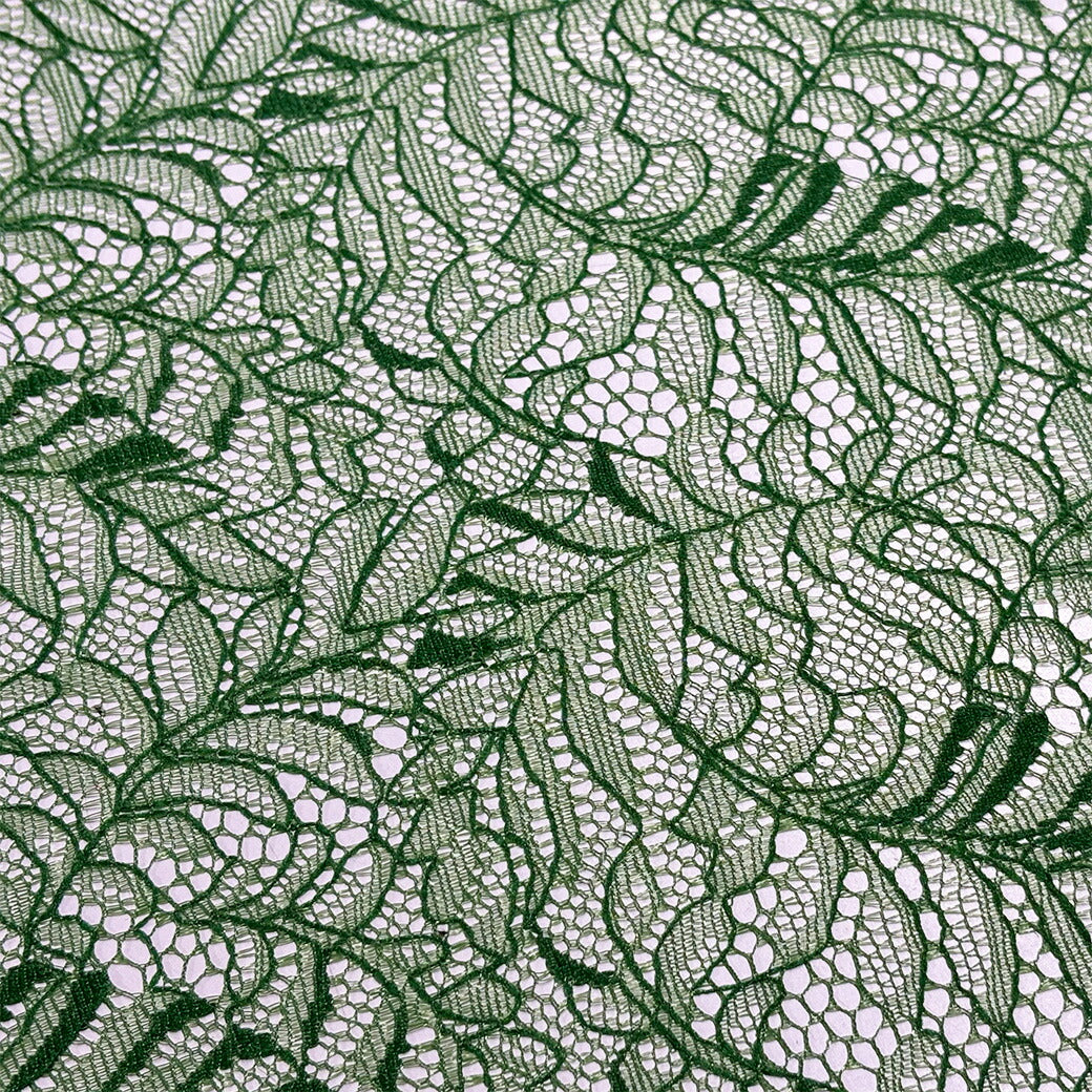 生地 【 片耳スカララッセルレース グリーン 】 レース ラッセルレース レース生地 ラッセル ラッセルレース生地 刺繍 レース刺繍 花柄 薔薇 幾何学 レースカーテン グローブ 手袋 ベール ブライダル ウェディング コスプ