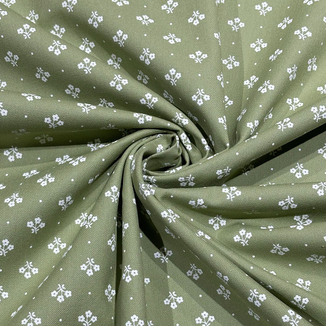 生地 【 小紋柄 抹茶 】 和柄 小紋柄 花柄 小花柄 プリント 綿生地 コットン 綿100% グリーン 緑色 総柄 和風 和雑貨 巾着 巾着袋 袱紗入れ 袱紗ケース 御朱印帳ケース 座布団カバー 風呂敷 足袋入れ 竹刀袋 和