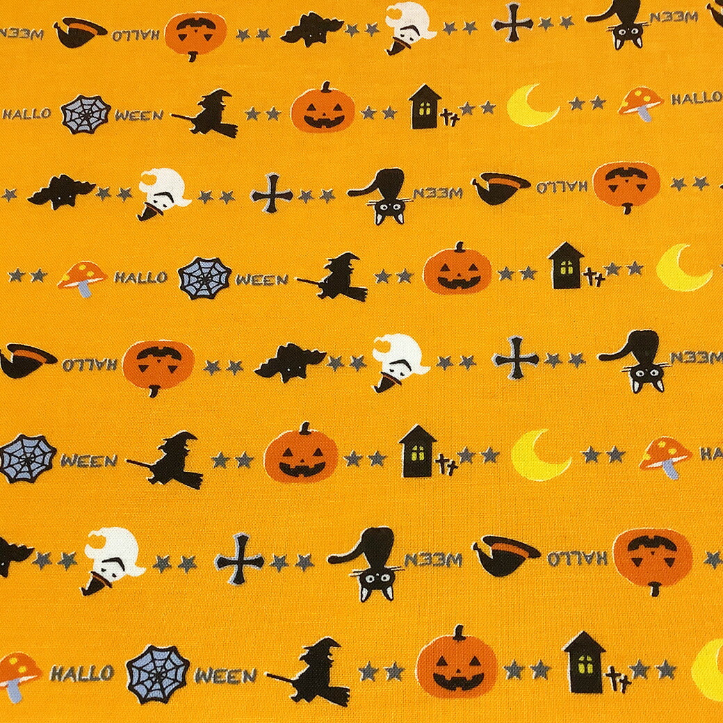 生地 【 ハロウィン シーチング 3色 】 ハロウィンプリント ハロウィン柄 パンプキン シーチング生地 ハロウィーン ハロウィーン柄 魔女 かぼちゃ ジャックオーランタン 黒猫 猫柄 猫 おばけ ゴースト ウィッチ コウモリ 蜘蛛の巣 衣装 仮装 可愛い ポップ Textile World TOA