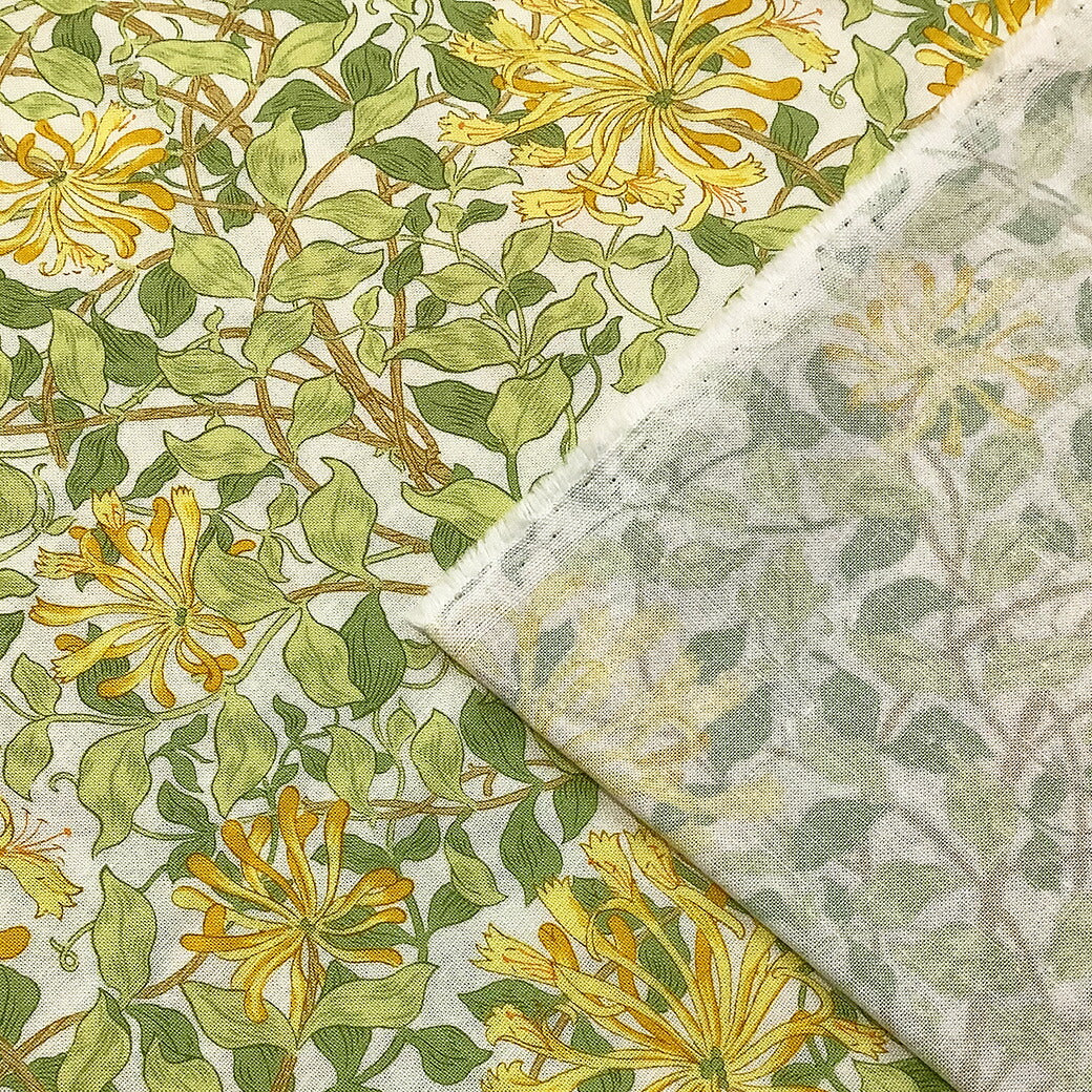 生地 【 V&A Fabric Collection ハニーサックル 】 シーチング 110cm巾 コットン 綿100% 薄手 薄地 Honeysuckle 英国 イギリス ロンドン ヴィクトリア&アルバート博物館 ウィリアム