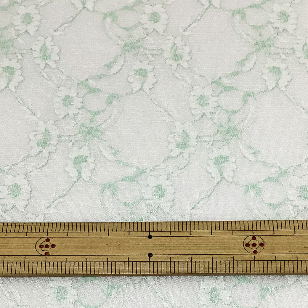 生地 【 ラッセルレース ミント 】 レース ラッセルレース レース生地 ラッセルレース生地 刺繍 レース刺繍 花柄 薔薇 幾何学 レースカーテン グローブ 手袋 ベール ブライダル ウェディング コスプレ 半襟 ハロウィン