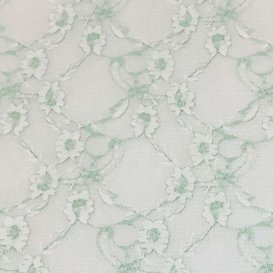 生地 【 ラッセルレース ミント 】 レース ラッセルレース レース生地 ラッセルレース生地 刺繍 レース刺繍 花柄 薔薇 幾何学 レースカーテン グローブ 手袋 ベール ブライダル ウェディング コスプレ 半襟 ハロウィン