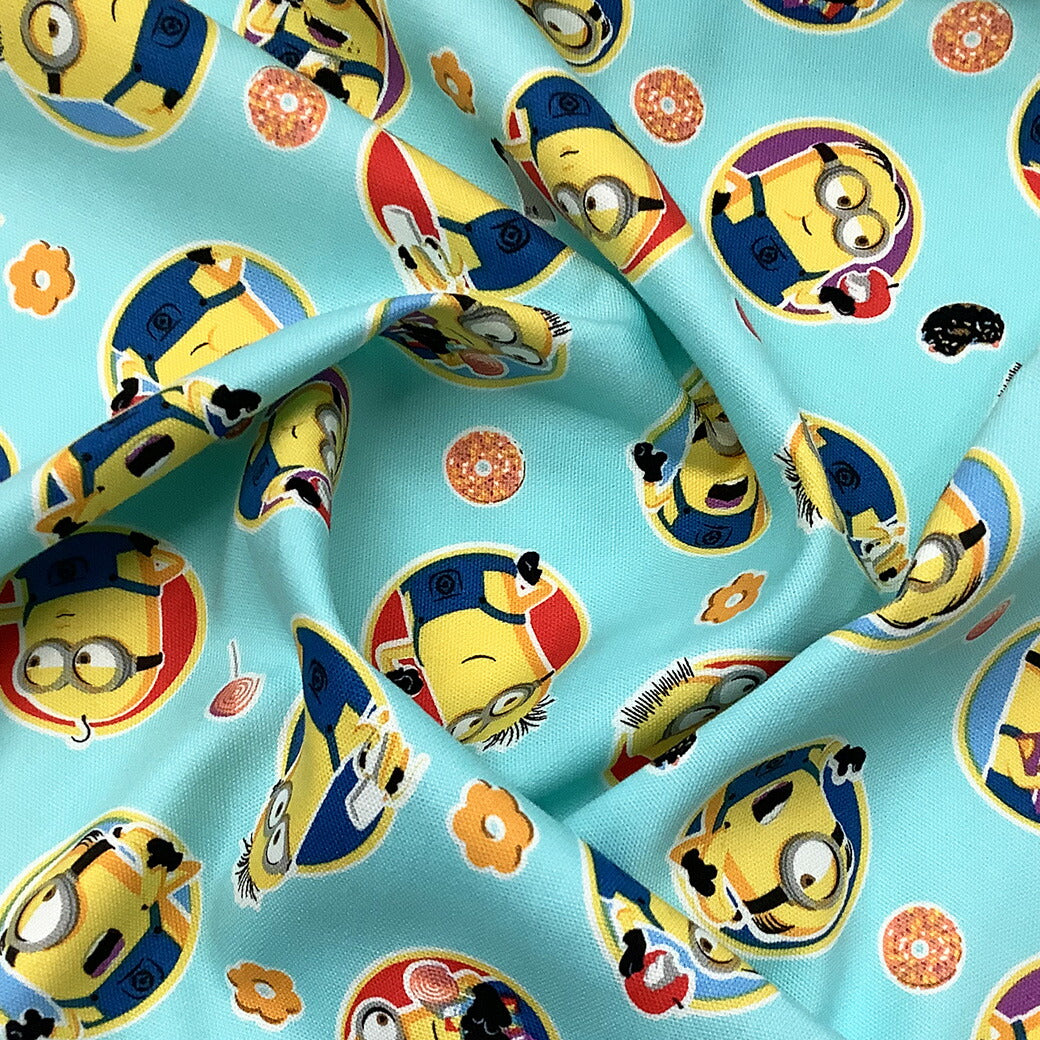 生地 【 ミニオン オックスフォードプリント スカイ 】 ミニオン ミニオンズ キャラクター生地 キャラ生地 カール デイブ ユニバーサルスタジオ 入園 入学 新学期準備 幼稚園 可愛い レッスンバッグ 習い事バッグ 巾着 巾