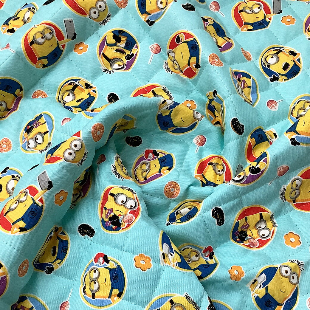 生地 【 ミニオン キルティングプリント スカイ 】 ミニオン ミニオンズ キルト生地 キルティング 生地 男の子 キャラクター生地 ユニバーサルスタジオ 入園 入学 新学期準備 幼稚園 バッグ レッスンバッグ 習い事バッグ