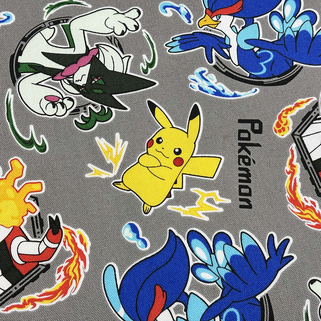 生地 【 ポケモン オックスフォードプリント グレー 】 ピカチュウ ポケモン ポケモン生地 ポケットモンスター キャラクター生地 キャラ生地 総柄 プリント 入園 入学 新学期準備 幼稚園 可愛い レッスンバッグ 習い事バッ