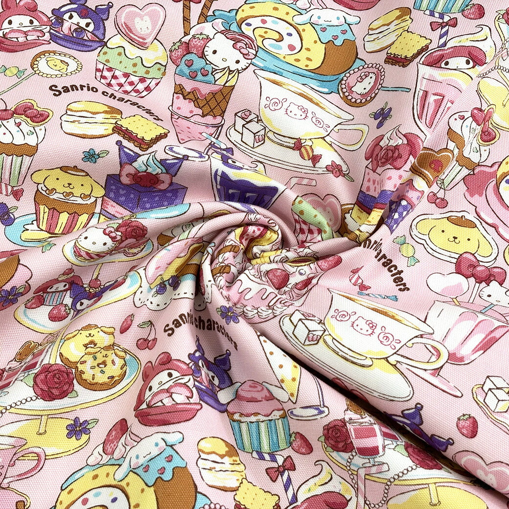 生地 【 サンリオキャラクターズ オックスフォードPT ピンク 】 サンリオ オックス生地 綿生地 コットン キャラクター生地 キャラ生地 オックス生地 総柄 入園 入学 新学期準備 幼稚園 可愛い レッスンバッグ 習い事バッ