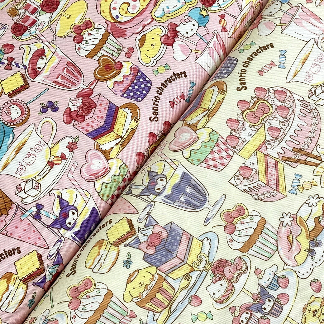 生地 【 サンリオキャラクターズ オックスフォードPT クリーム 】 サンリオ オックス生地 綿生地 コットン キャラクター生地 キャラ生地 オックス生地 総柄 入園 入学 新学期準備 幼稚園 可愛い レッスンバッグ 習い事バ