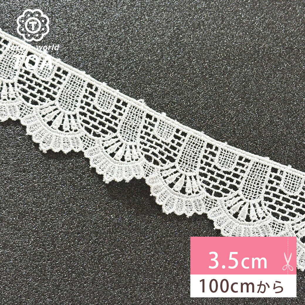リボン【 シェルケミカルレース 35mm 】レースリボン 刺繍リボン 貝殻