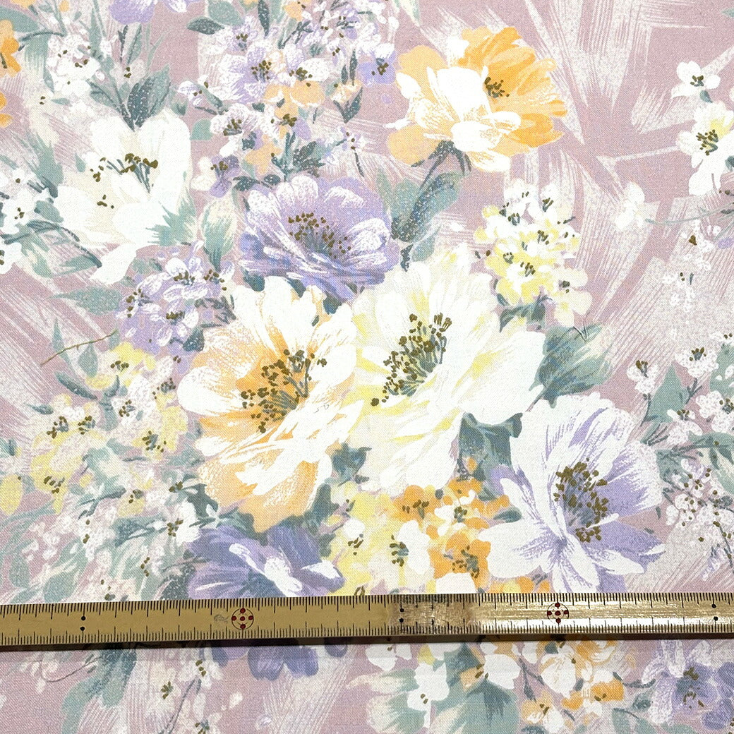 生地 【 花柄プリント ピンク 】 フラワープリント 花柄 大柄 植物柄 ボタニカルフラワー 花束 ブーケ 花柄生地 水彩画 絵画 ワンピース ドレス スカート ブラウス 衣装 ダンス衣装 布 布地 上品 華やか 総柄 エレガ