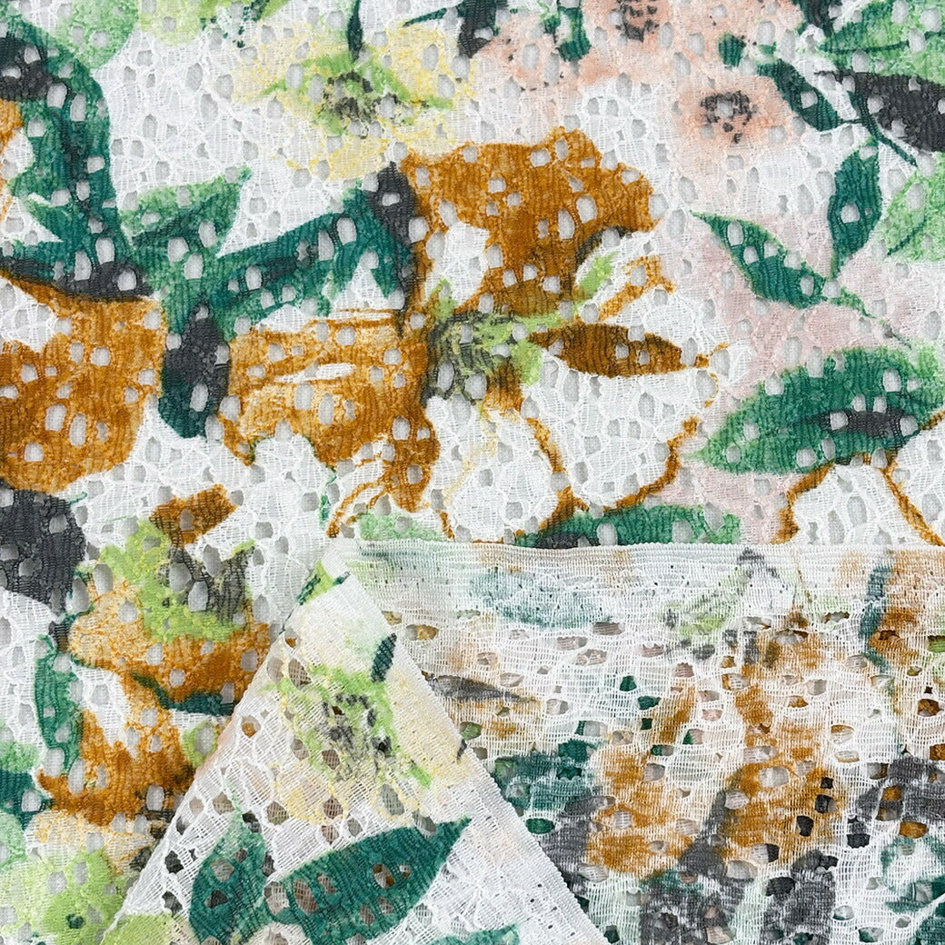 生地 【 ラッセルレース ライト 】 レース レース生地 ラッセルレース生地 刺繍 レース刺繍 花柄 植物柄 ボタニカル 伸縮性 ワンピーズ チュニック スカート カーテン テーブルクロス ブライダル ウェディング コスプレ