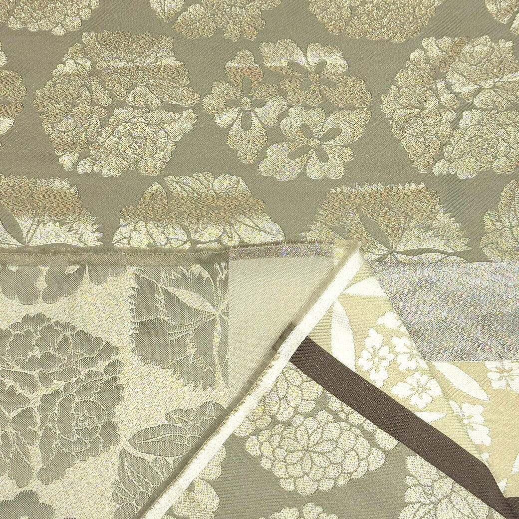 生地 【 金襴 花菱文 グリーン 】 金襴生地 花菱紋 花菱文 花柄 花びら 和柄 布 和柄生地 和風生地 京都西陣織 よさこい 金襴布 金襴 きんらん 仏具 座布団 つまみ細工 人形衣装 能衣装 袈裟 表装 掛け軸 御朱印帳