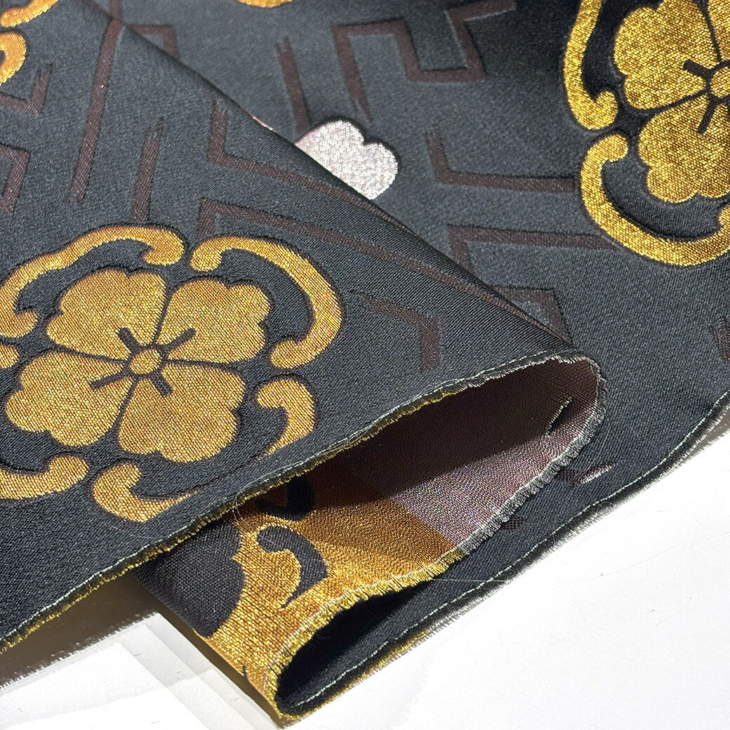 生地 【 金襴 花菱文 ブラック 】 金襴生地 花菱紋 花菱文 花柄 花びら 和柄 布 和柄生地 和風生地 京都西陣織 よさこい 金襴布 金襴 きんらん 仏具 座布団 つまみ細工 人形衣装 能衣装 袈裟 表装 掛け軸 御朱印帳